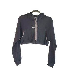 Gymshark Womens Top Black S Hoodie Cropped Pullover New